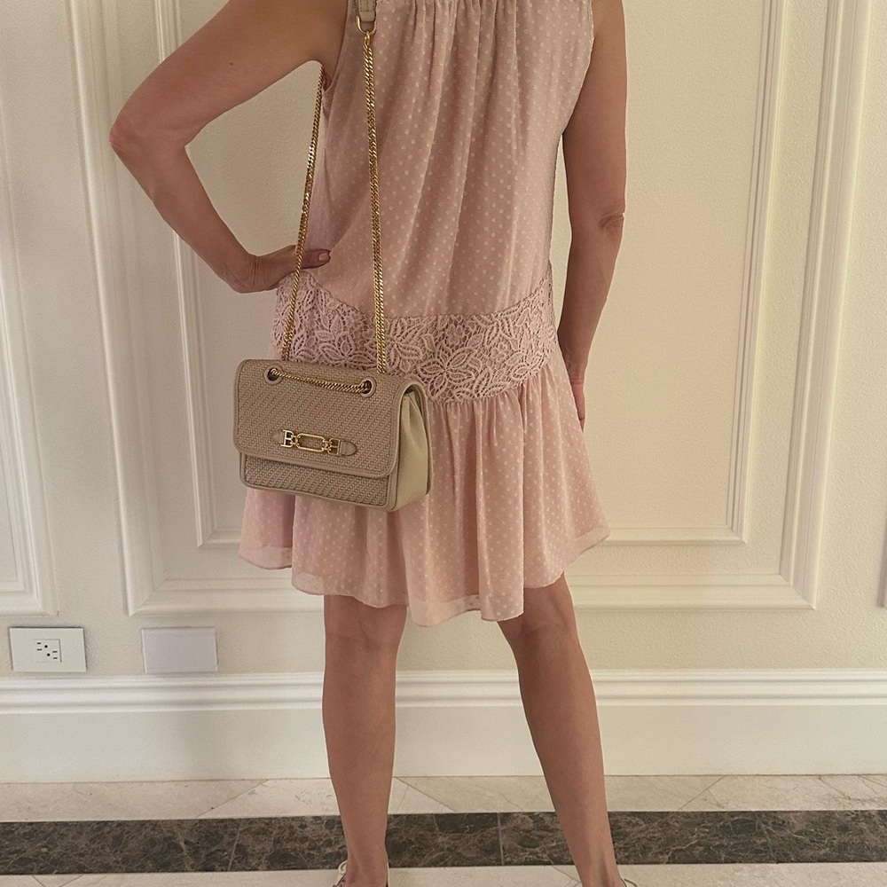 Marchesa Rose Blush Swiss Dot Lace Waist Sleeveless Dress – Size S/M - Picture 4 of 15